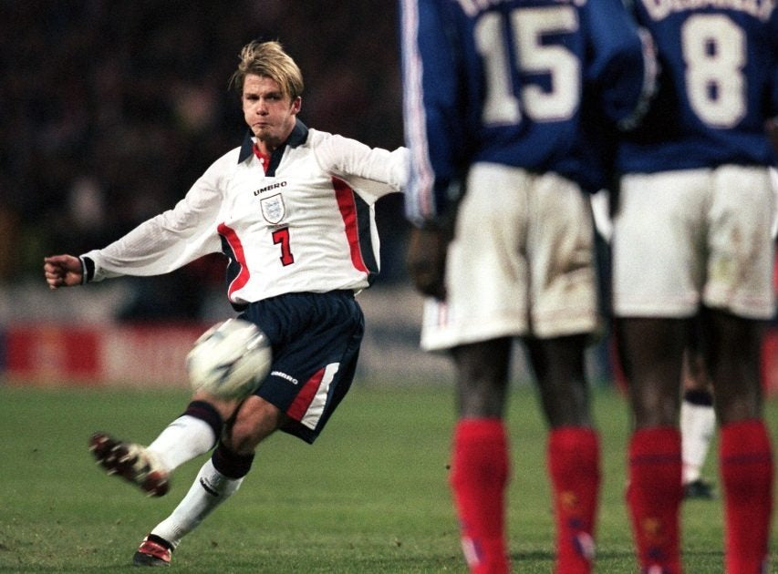 England 1998 Long Sleeves Home Retro Shirt World Cup Beckham