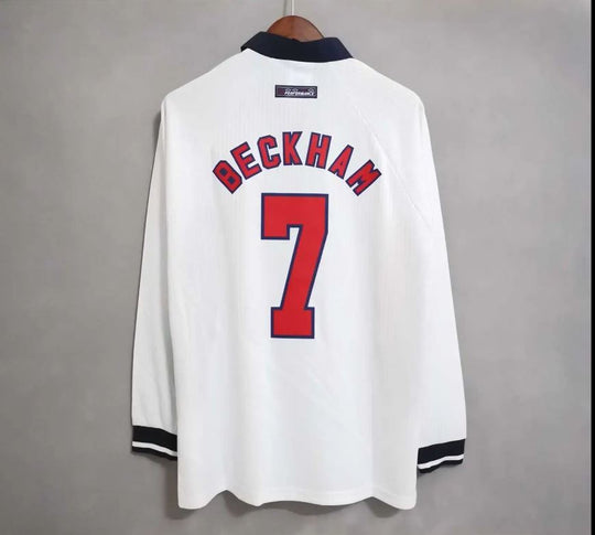 England 1998 Long Sleeves Home Retro Shirt World Cup Beckham
