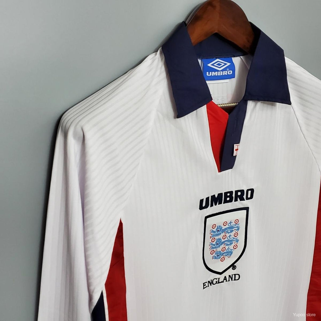 England 1998 Long Sleeves Home Retro Shirt World Cup Beckham