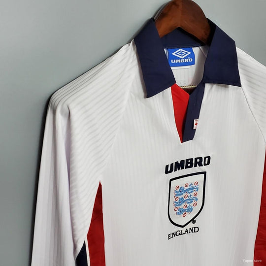 England 1998 Long Sleeves Home Retro Shirt World Cup Beckham