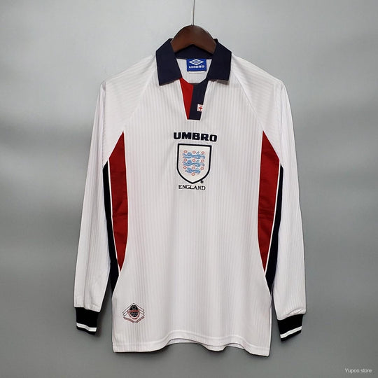 England 1998 Long Sleeves Home Retro Shirt World Cup Beckham